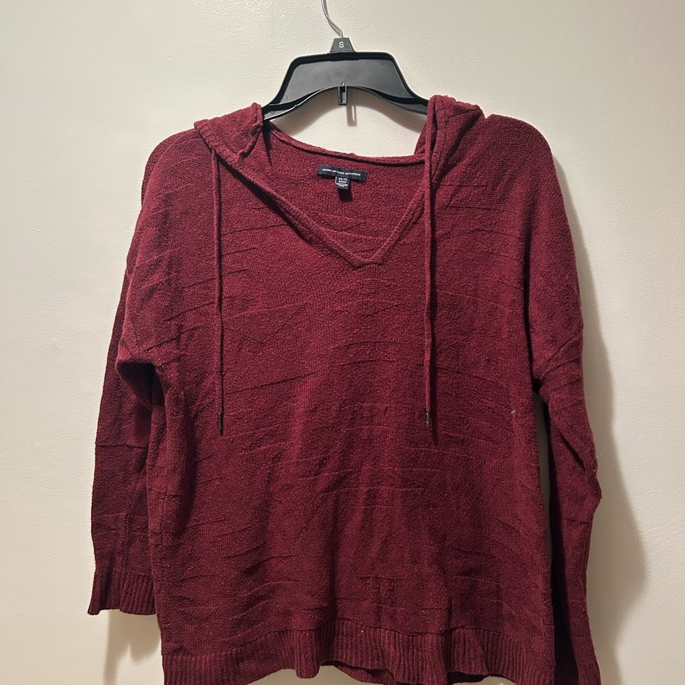 American Eagle Outfitters Maroon V-Neck Sweater